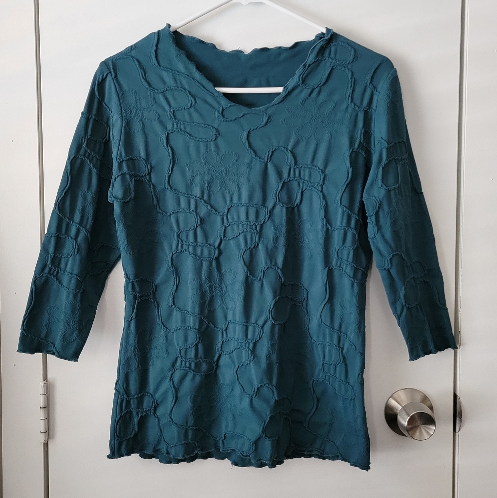 Haystacks teal Surreal Textured Top